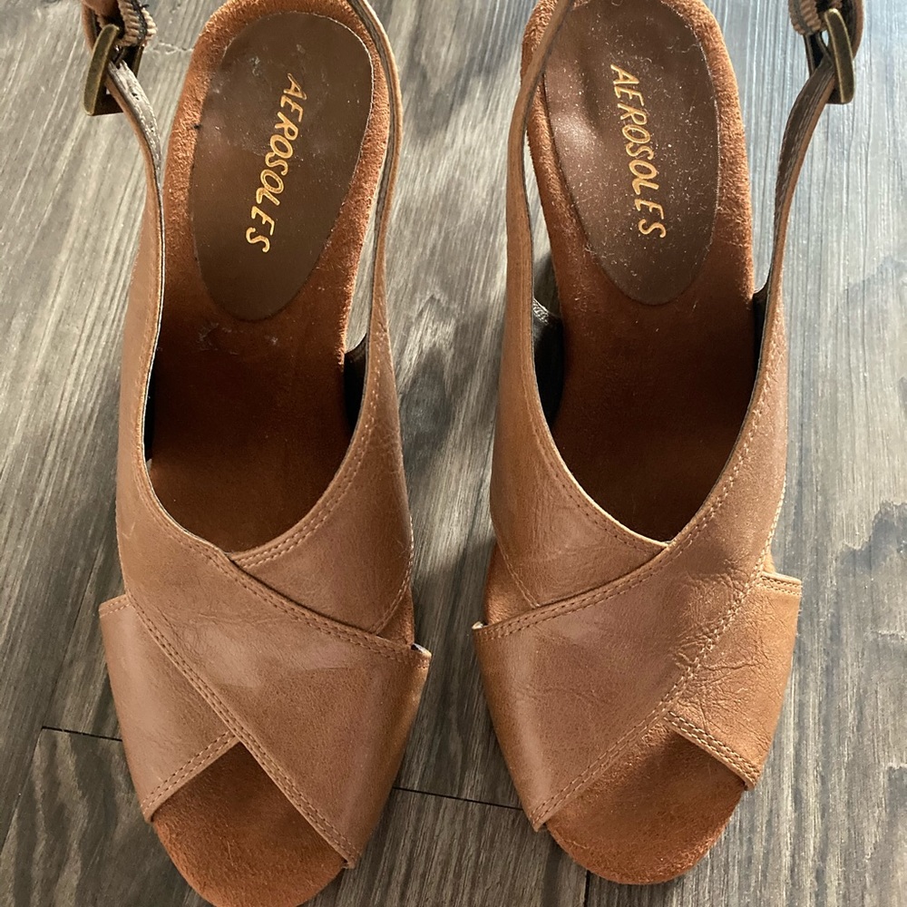 Aerosoles Peep Toe Vivacity Slingback Heels 7.5